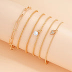 6 PCS Chunky Chain Link Bracelet Set