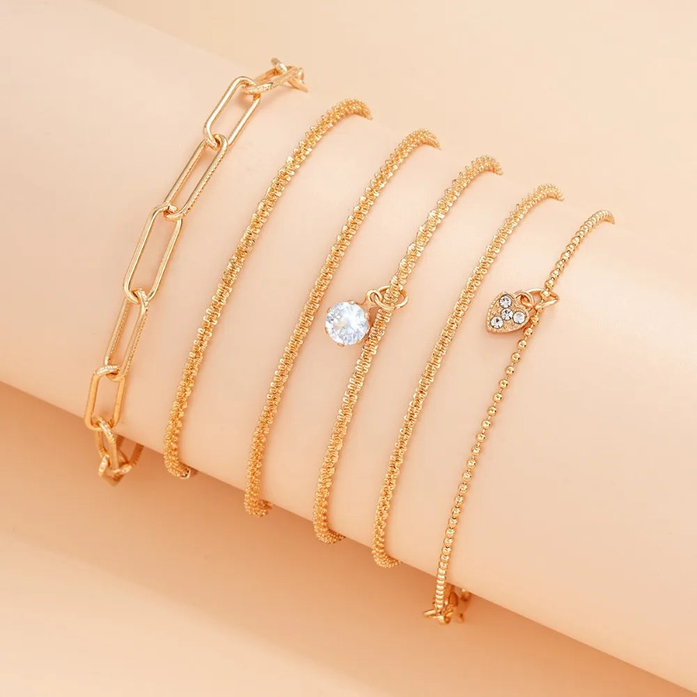 6 PCS Chunky Chain Link Bracelet Set