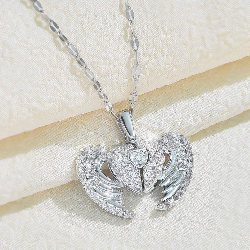 Embrace Angel Wing Heart Necklace