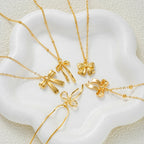 5 PCS Layered Bow Charm Necklace Set