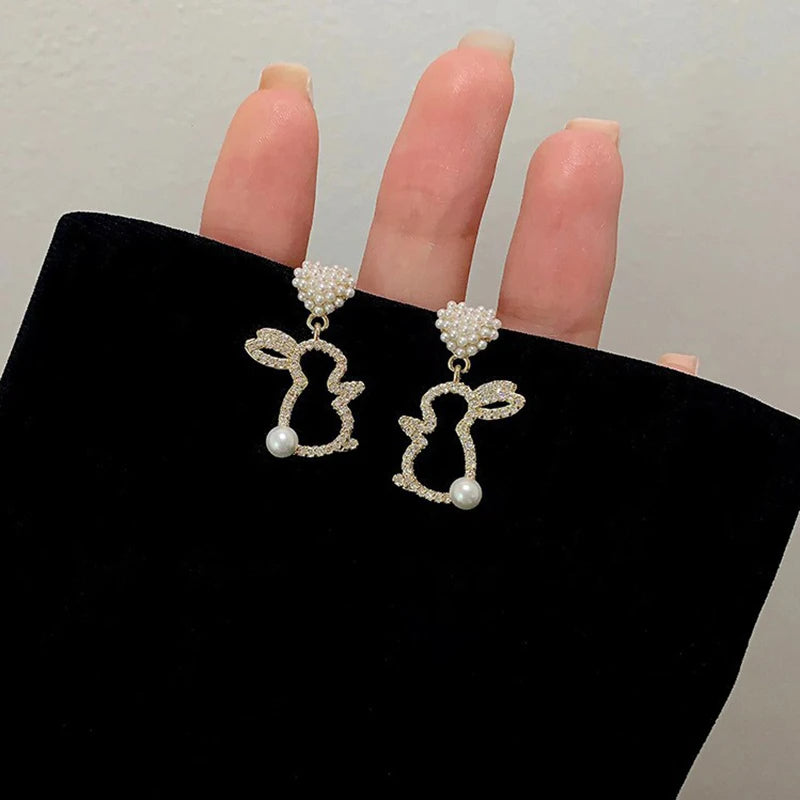 Crystal Hollow Rabbit Earrings