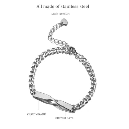 Stainless Steel Twisted Couple Bracelets