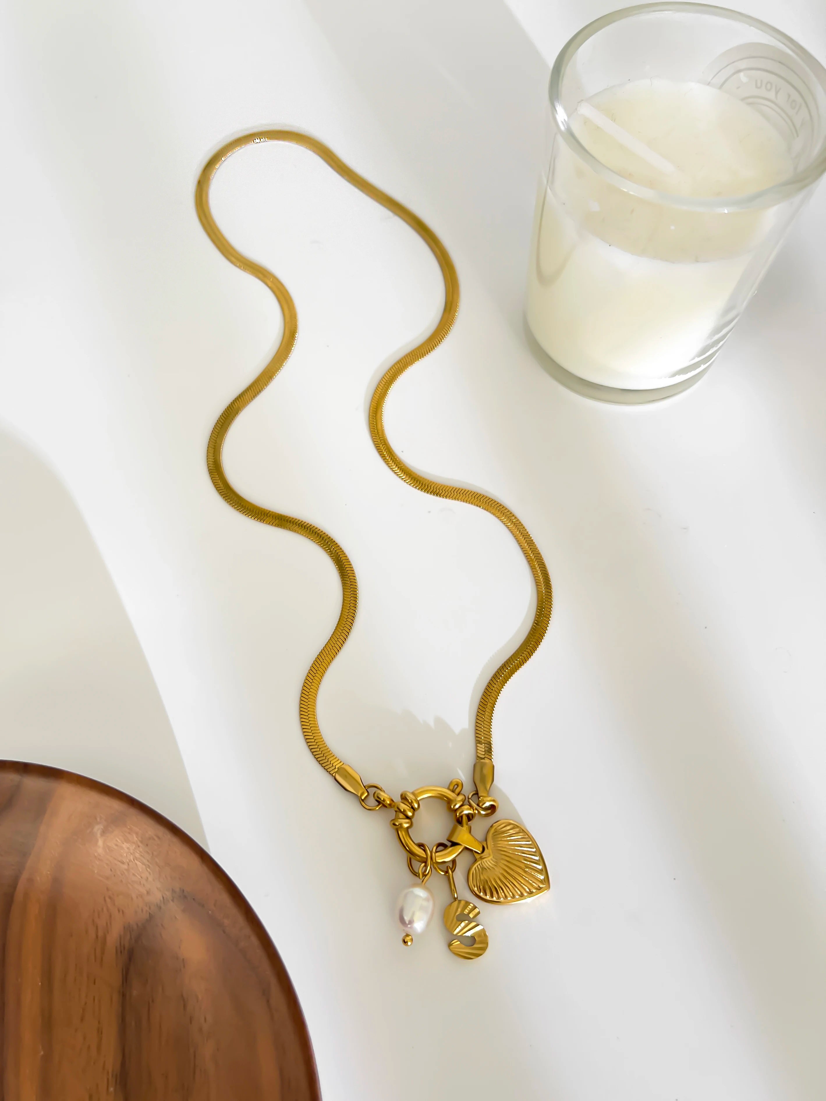 Pearl Heart Initial Necklace