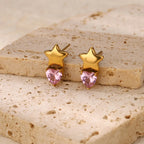 Heart Zircon Star Earrings