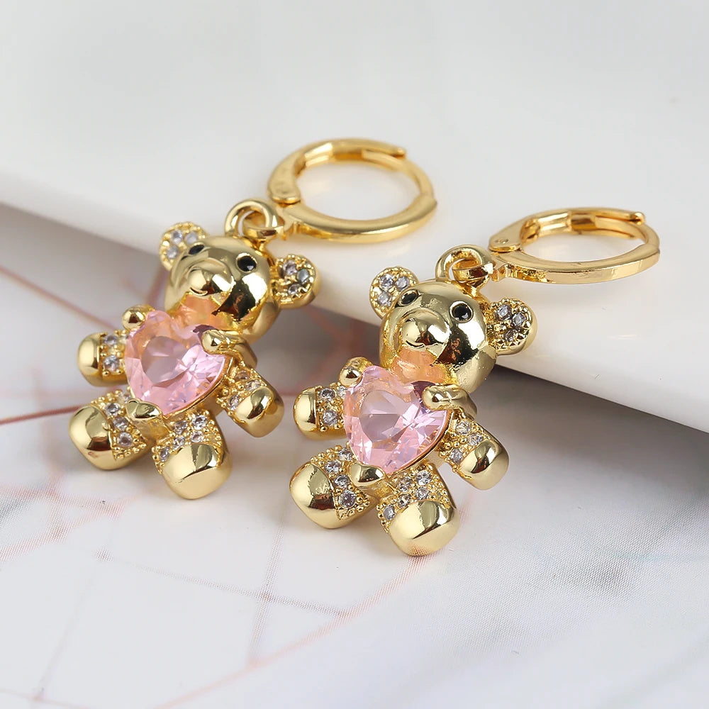 Teddy Bear Heart Earrings