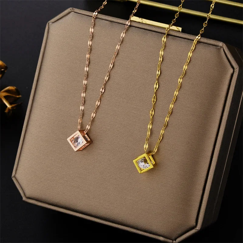 Hollow Square Necklace