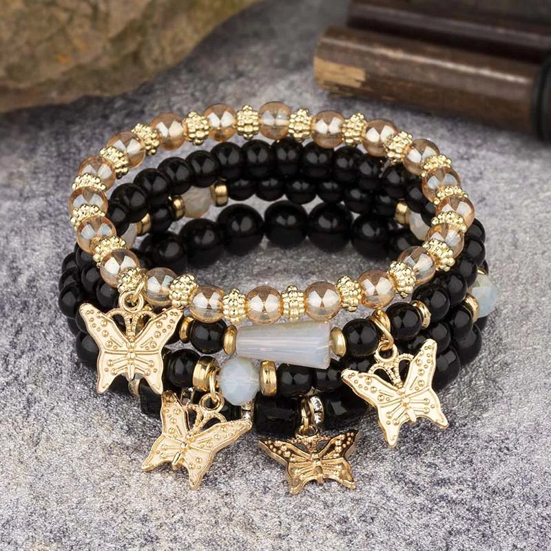 Beaded Butterfly Bracelet Set