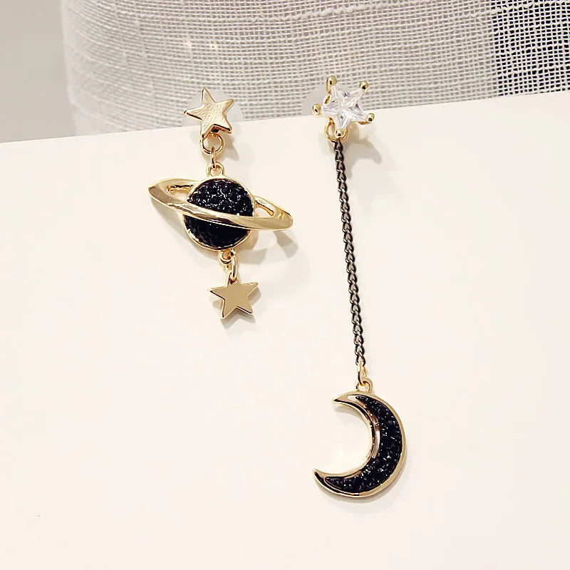 Rhinestone Moon & Star Earrings