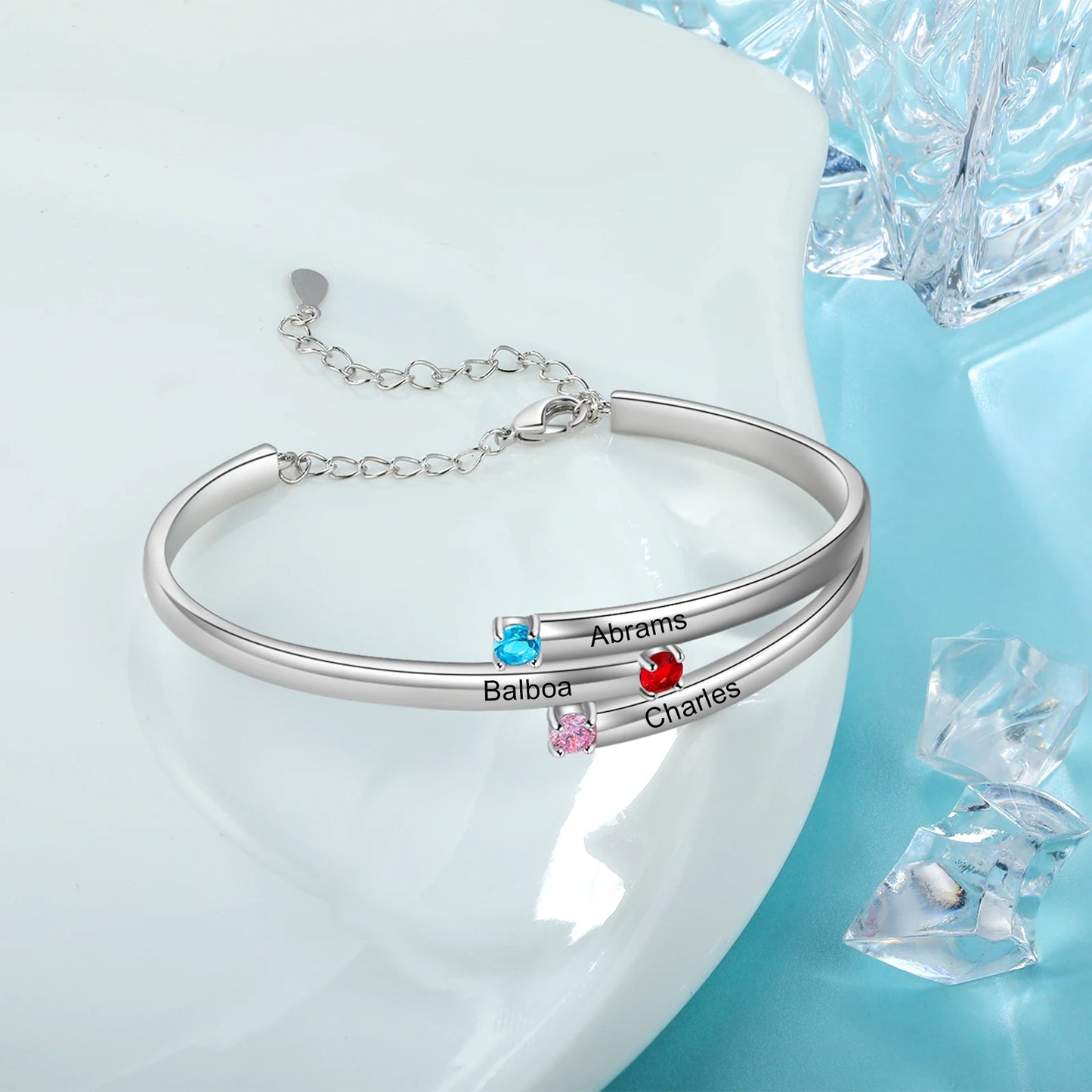 Personalized Birthstone Bangle Bracelet