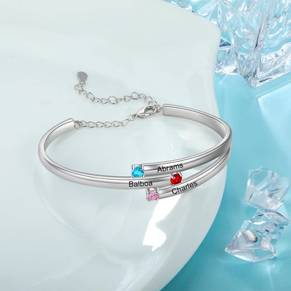 Personalized Birthstone Bangle Bracelet