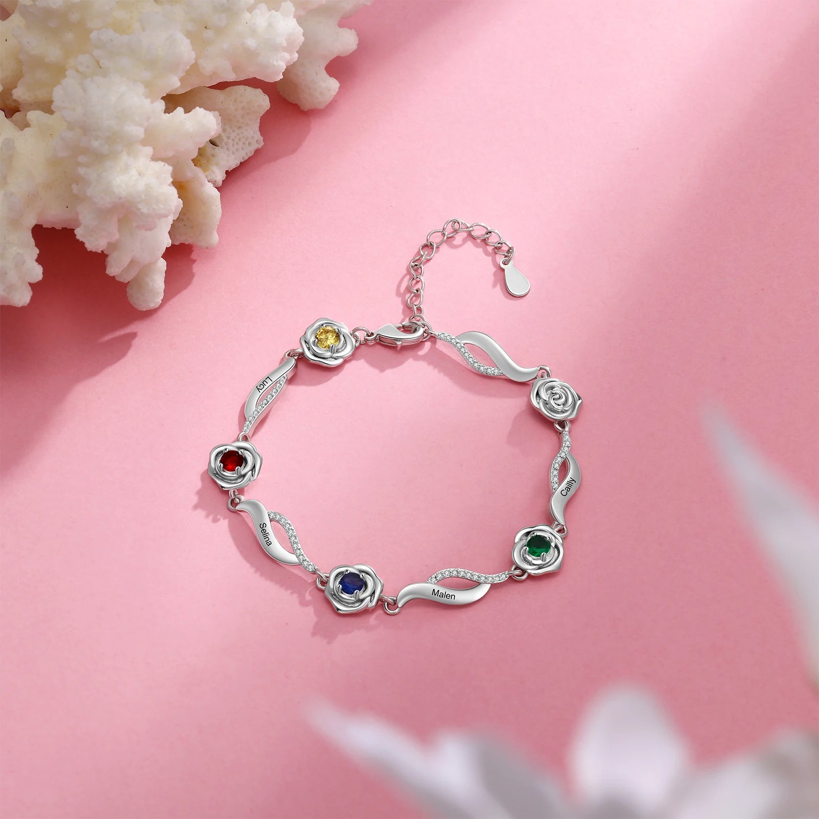 Personalized Birthstone Rose Bracelet