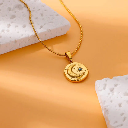 Blue Star Moon Necklace