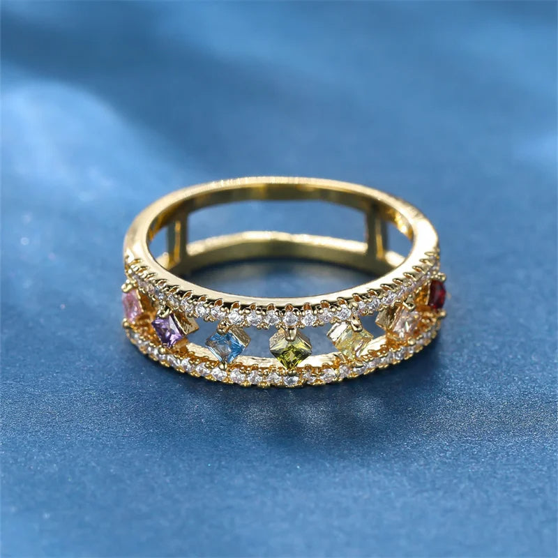 Rainbow Crystal Stone Ring