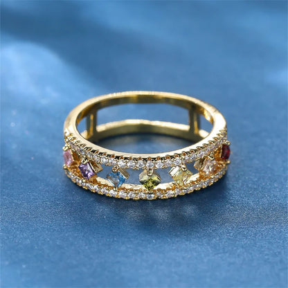 Rainbow Crystal Stone Ring