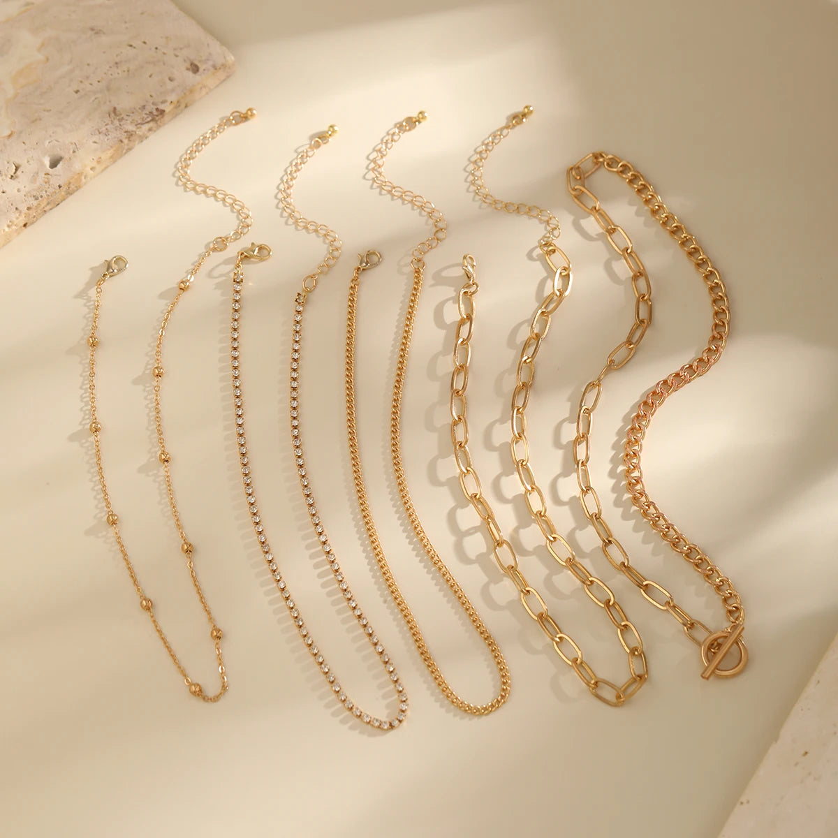 5 PCS Layered Chain Necklace Set