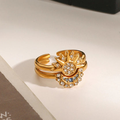 Sun-Moon Rhinestone Ring