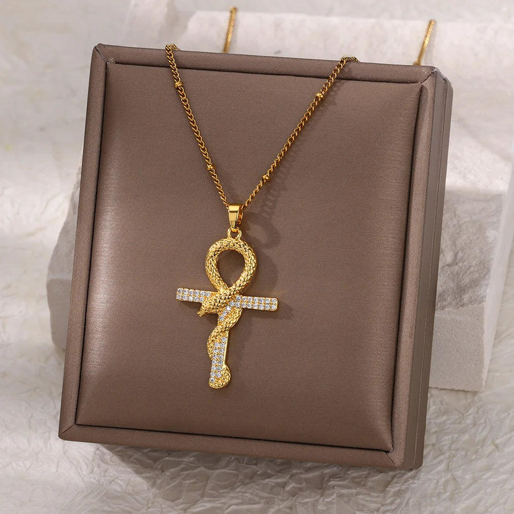 Snake Cross Necklace