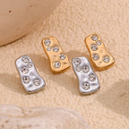 Distorted Rectangle Rhinestone Earrings