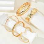 5 PCS Gold Knot Bangle Bracelet Set