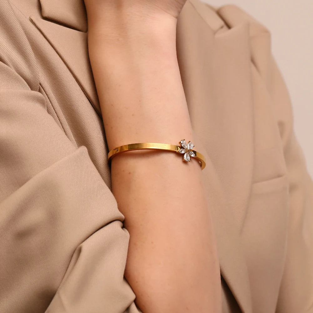 Rhinestone Flower Bracelet