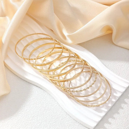 10 PCS Heavy Stackable Textured Bracelet Set