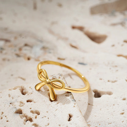 Miniature Gold Bow Ring