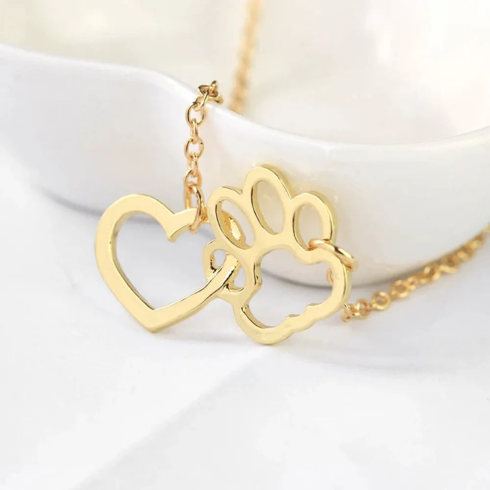 Hollow Heart Paw Necklace