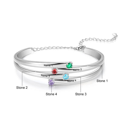 Personalized Birthstone Bangle Bracelet