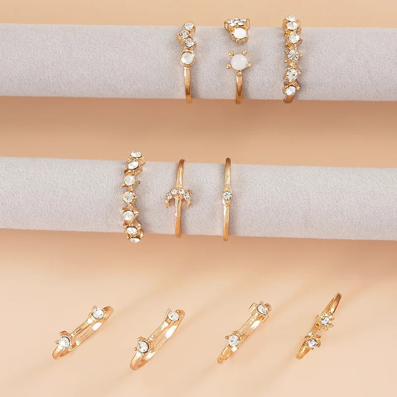 9 PCS Celestial Crystal Ring Set