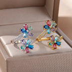 Colored Double Flower Ring