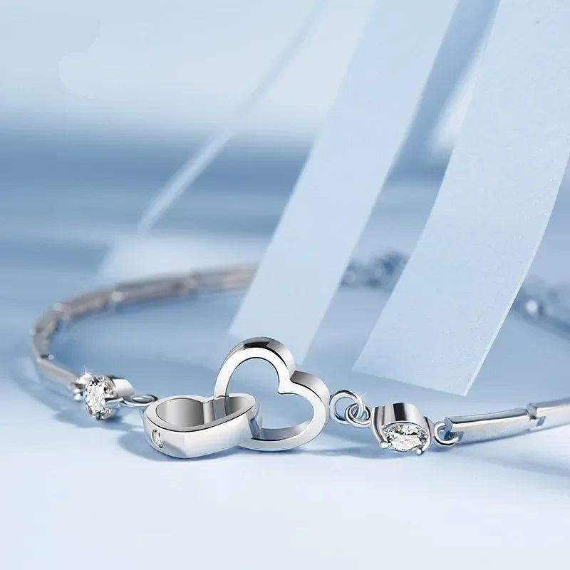 Silver Double Heart Bracelet