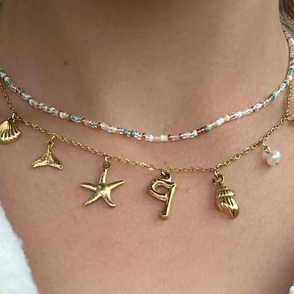 Seashell Initial Necklace