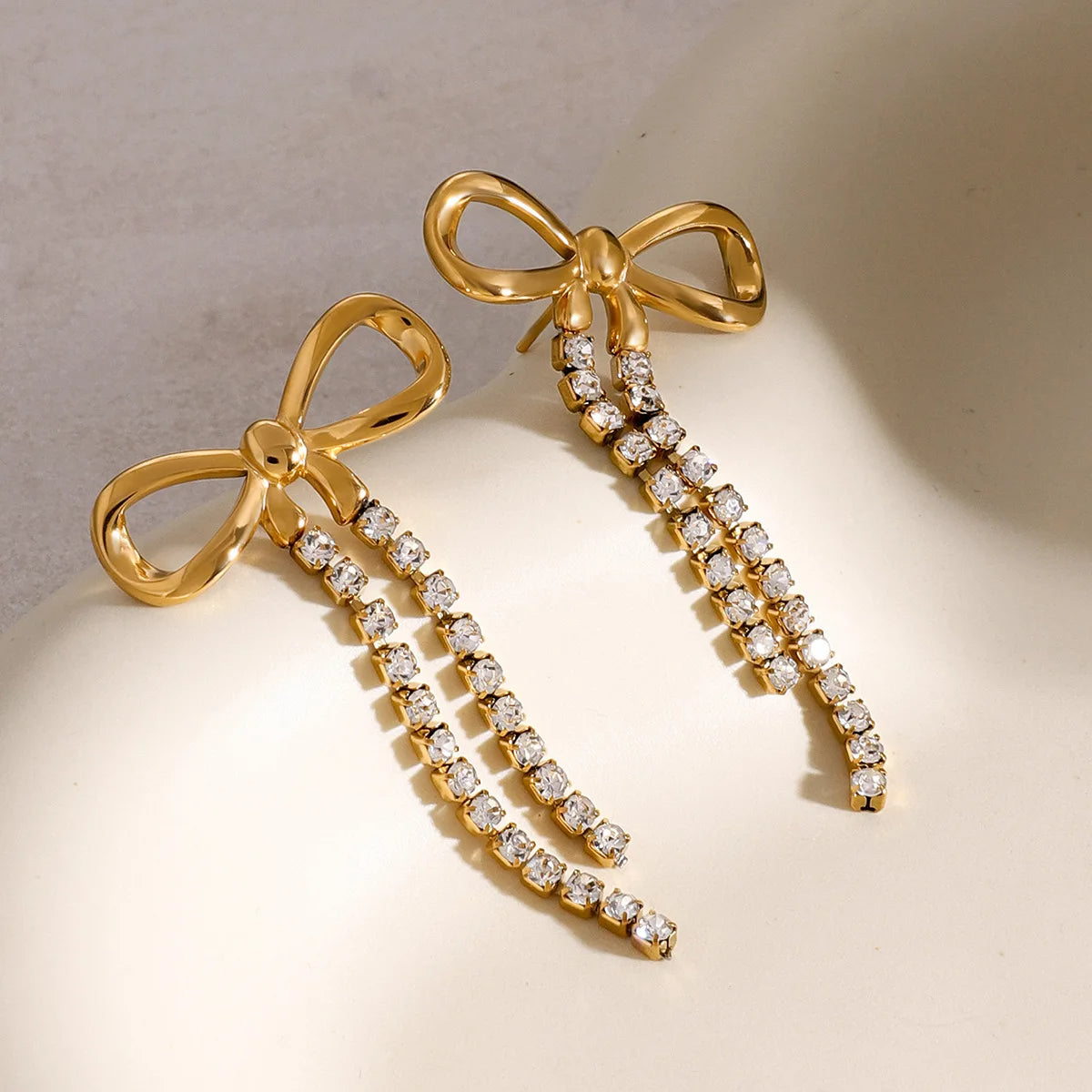 Rhinestone Bow Earrings