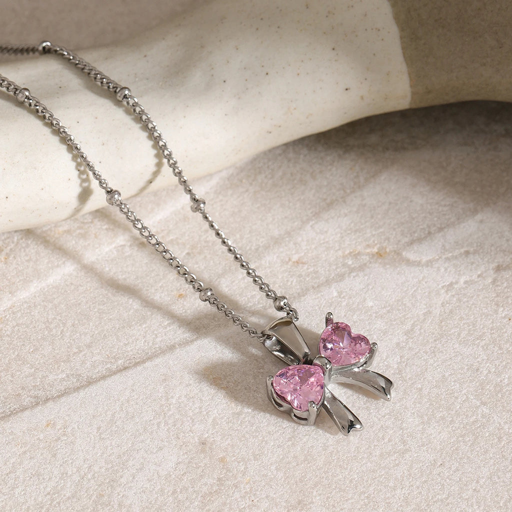 Zirconia Bow Necklace