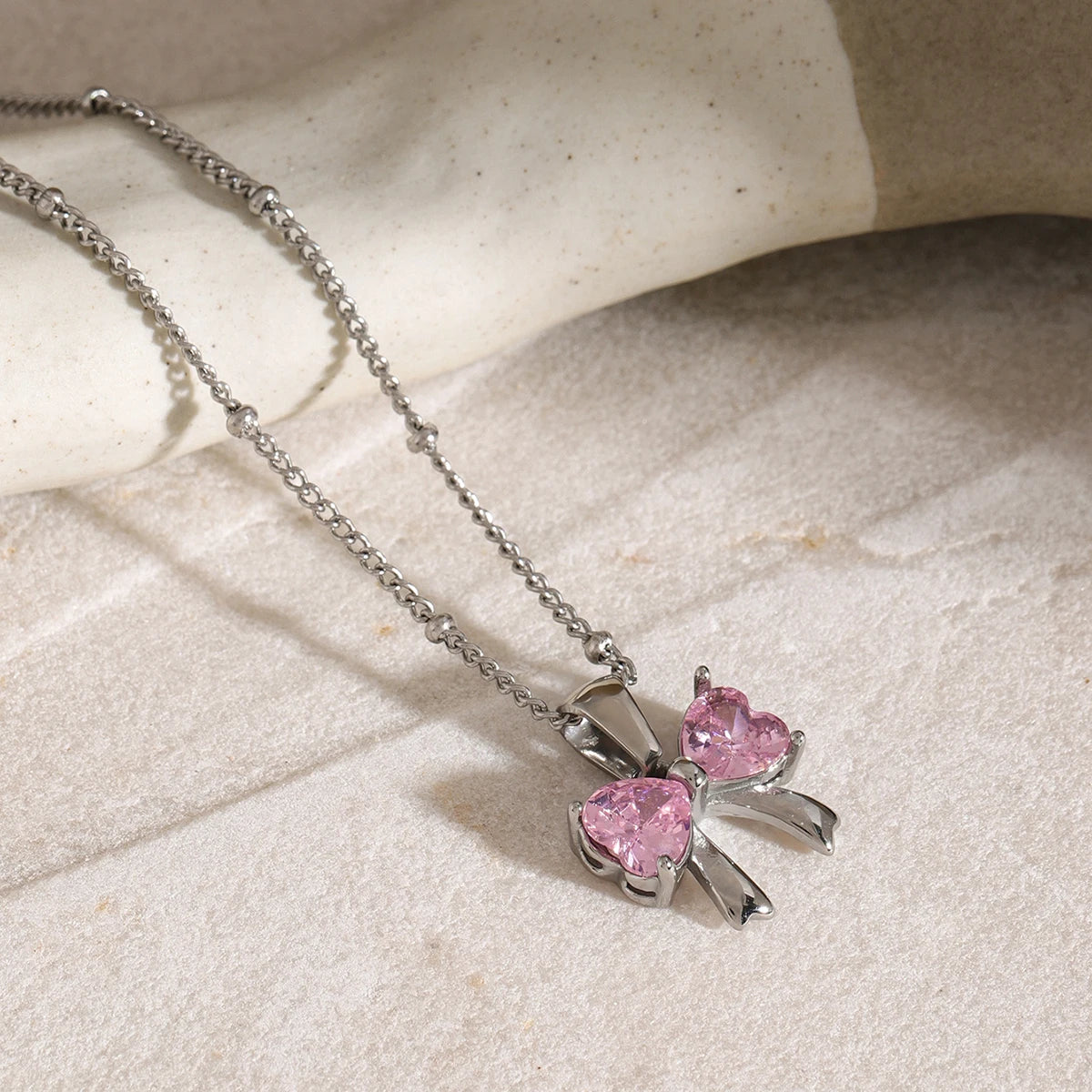 Zirconia Bow Necklace