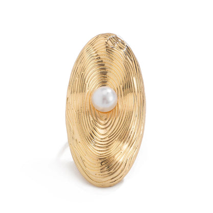 Elliptical Spiral Pearl Ring