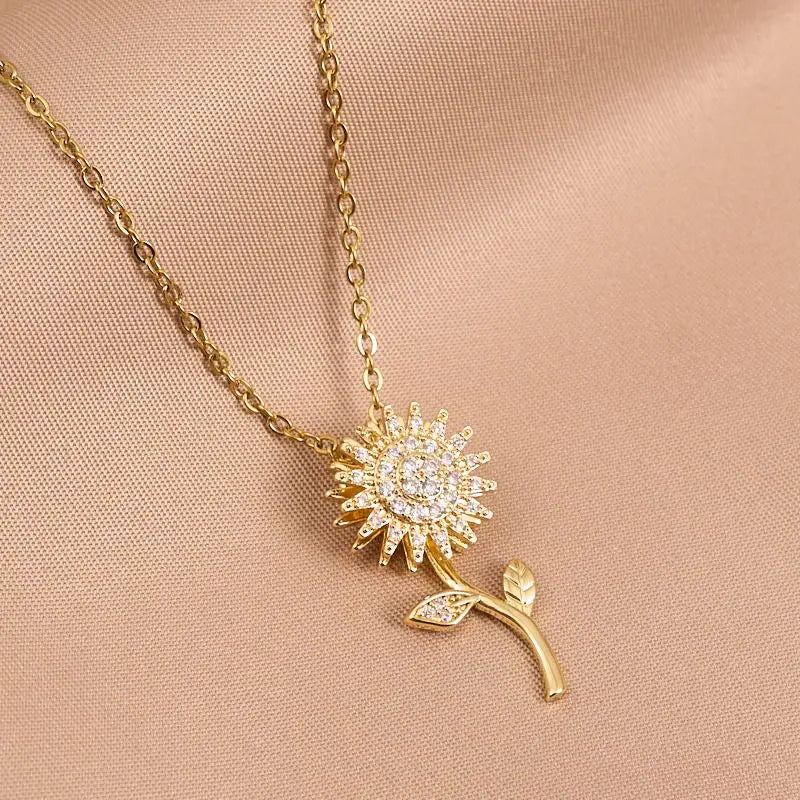 Rotatable Sunflower Necklace