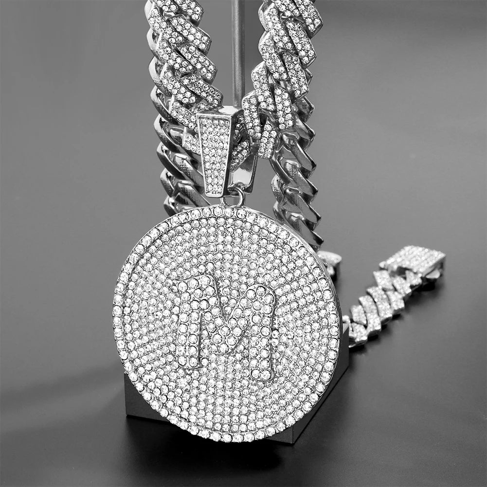 Round Initials Cuban Necklace