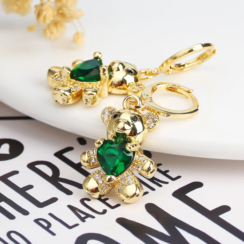 Teddy Bear Heart Earrings