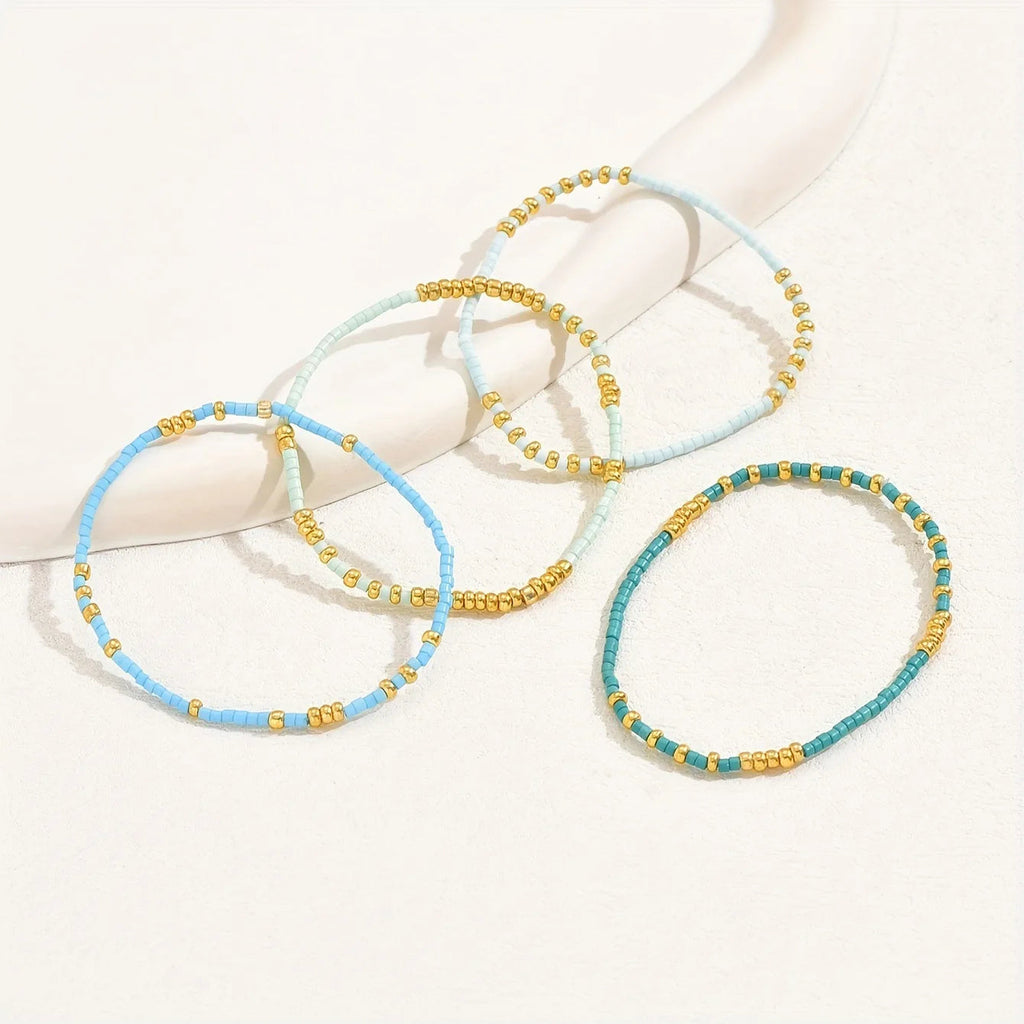 4 PCS Handmade Oceanic Bead Bracelet Set