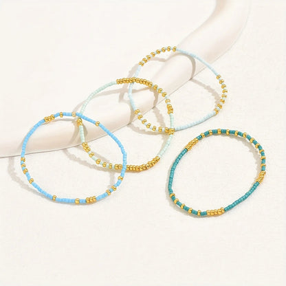4 PCS Handmade Oceanic Bead Bracelet Set