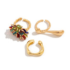 3 PCS Vintage Crystal Tassel Ring Set