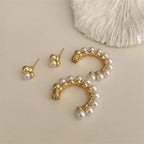 C-Shaped Pearl Earrings