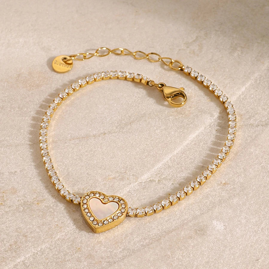 White Zircon Heart Bracelet