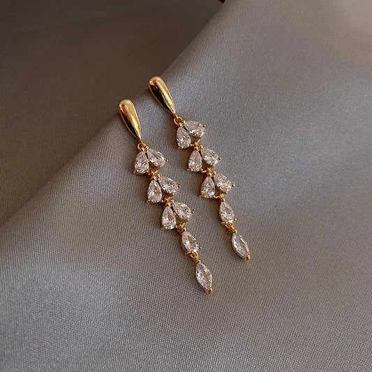 Shiny Tassel Leaf Earrings