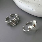 Silver Heart & Wave Ring