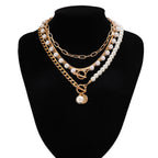 4 PCS Layered Pearl Choker Necklace Set
