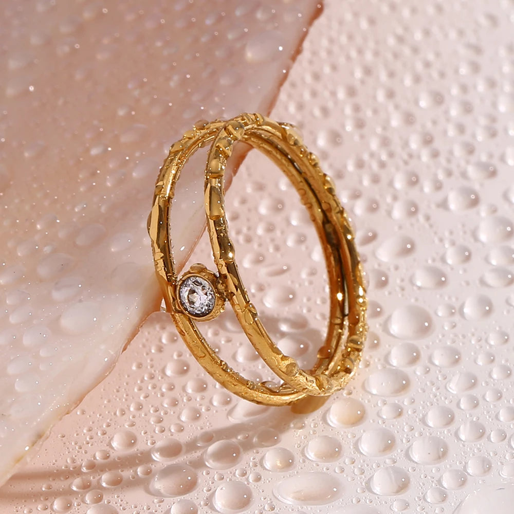 Double Layer Rhinestone Ring