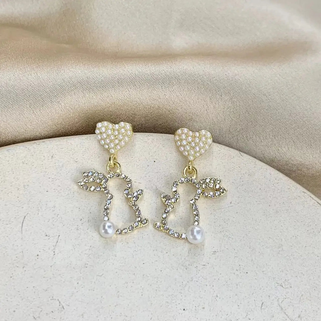 Crystal Hollow Rabbit Earrings