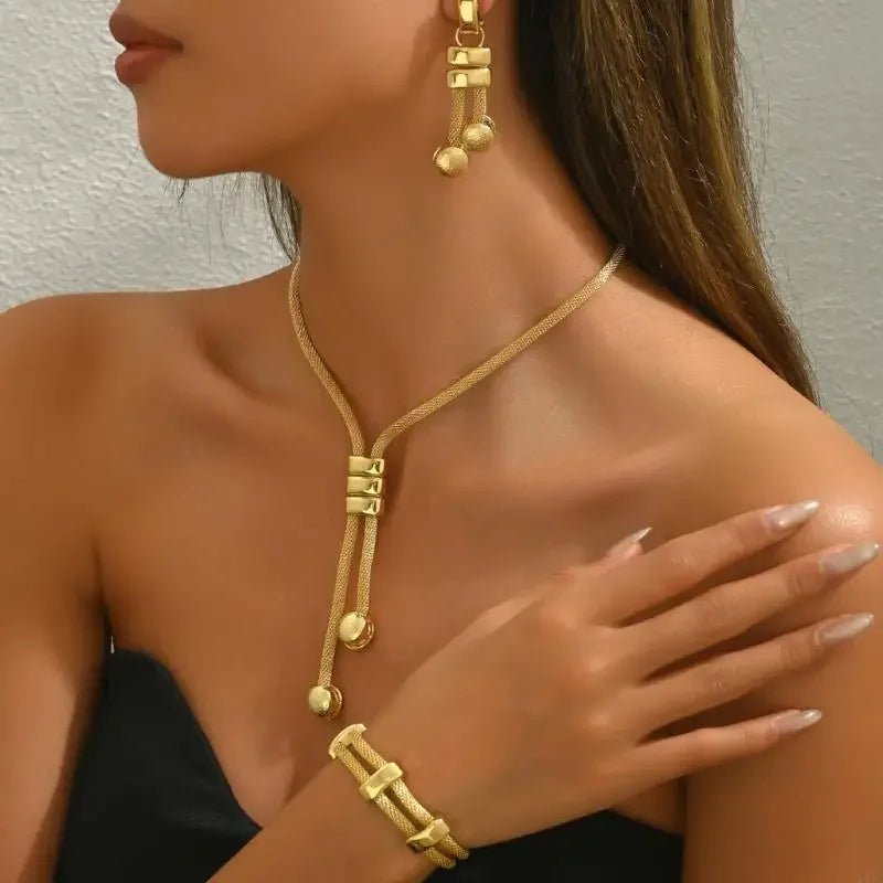 3 PCS Textured Drop Jewelry Set